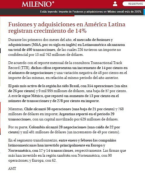 Fusiones y adquisiciones en Amrica Latina registran crecimiento de 14%